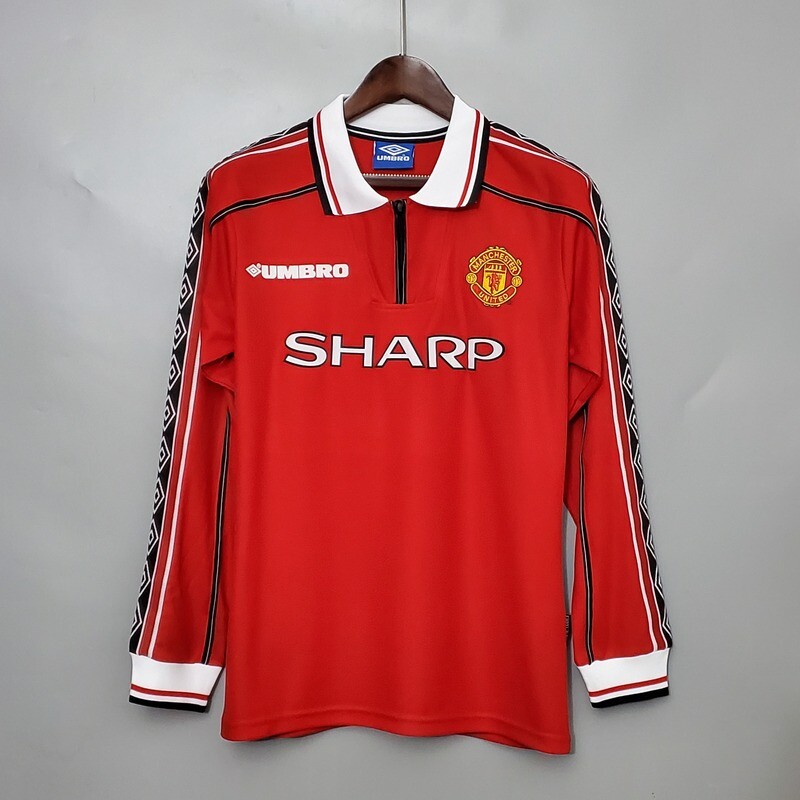 Manchester United 1998/99 Home Men&#39;s Long Sleeve Jersey- Retro