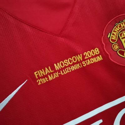 Manchester United 2007/08 Home UCL Final Men&#39;s Long Sleeve Jersey- Retro