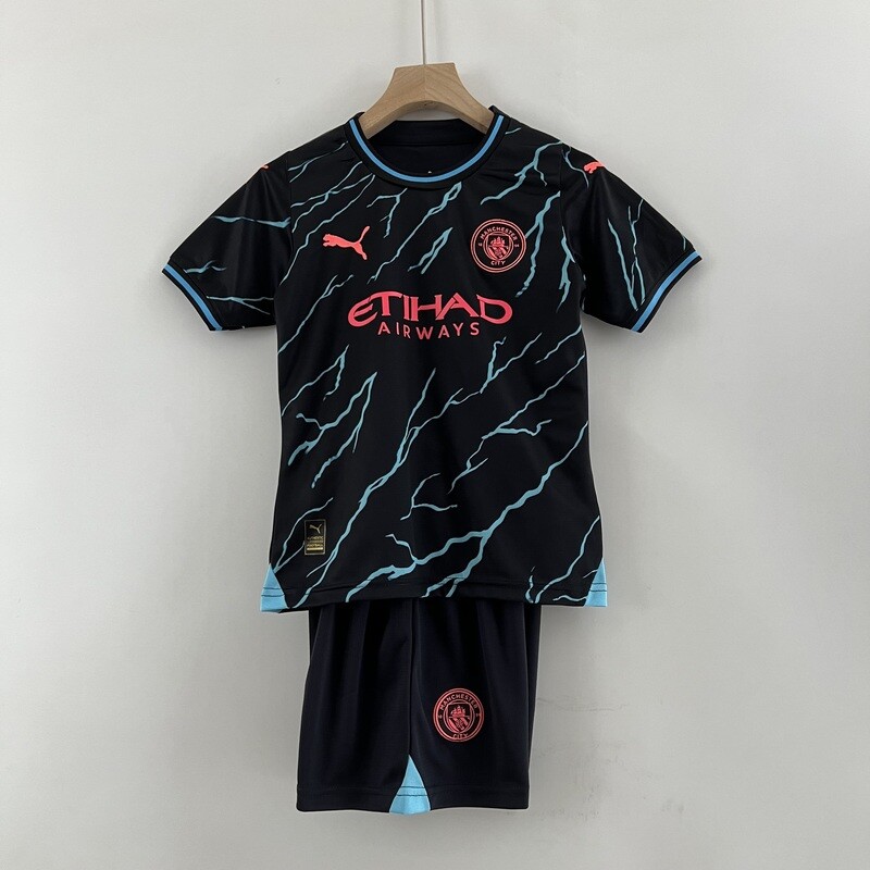 Manchester City 2023/24 Third Kid&#39;s Jersey &amp; Shorts