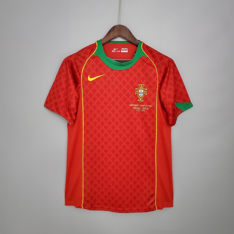 Portugal 2004 Home Euro Final Men&#39;s Jersey- Retro