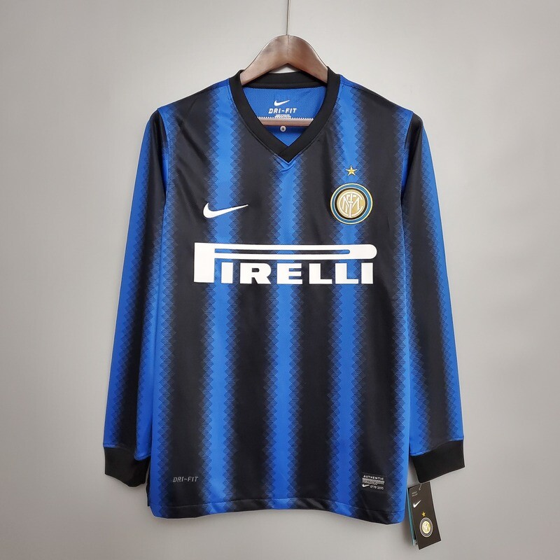 Inter Milan 2010/11 Home Men&#39;s Long Sleeve Jersey- Retro