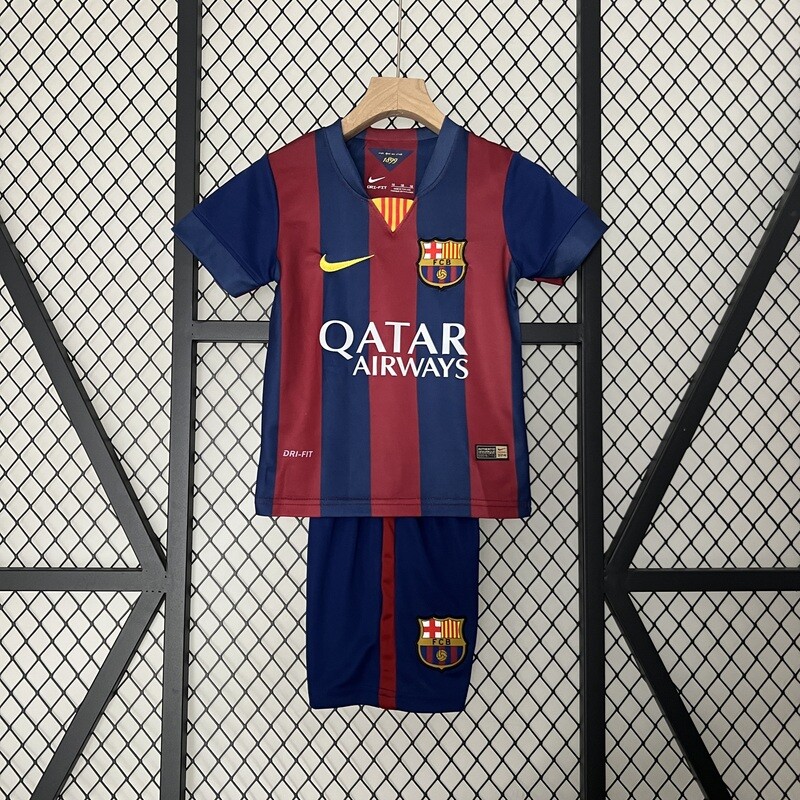 Barcelona FC 2014/15 Home Kid&#39;s Jersey &amp; Shorts - Retro