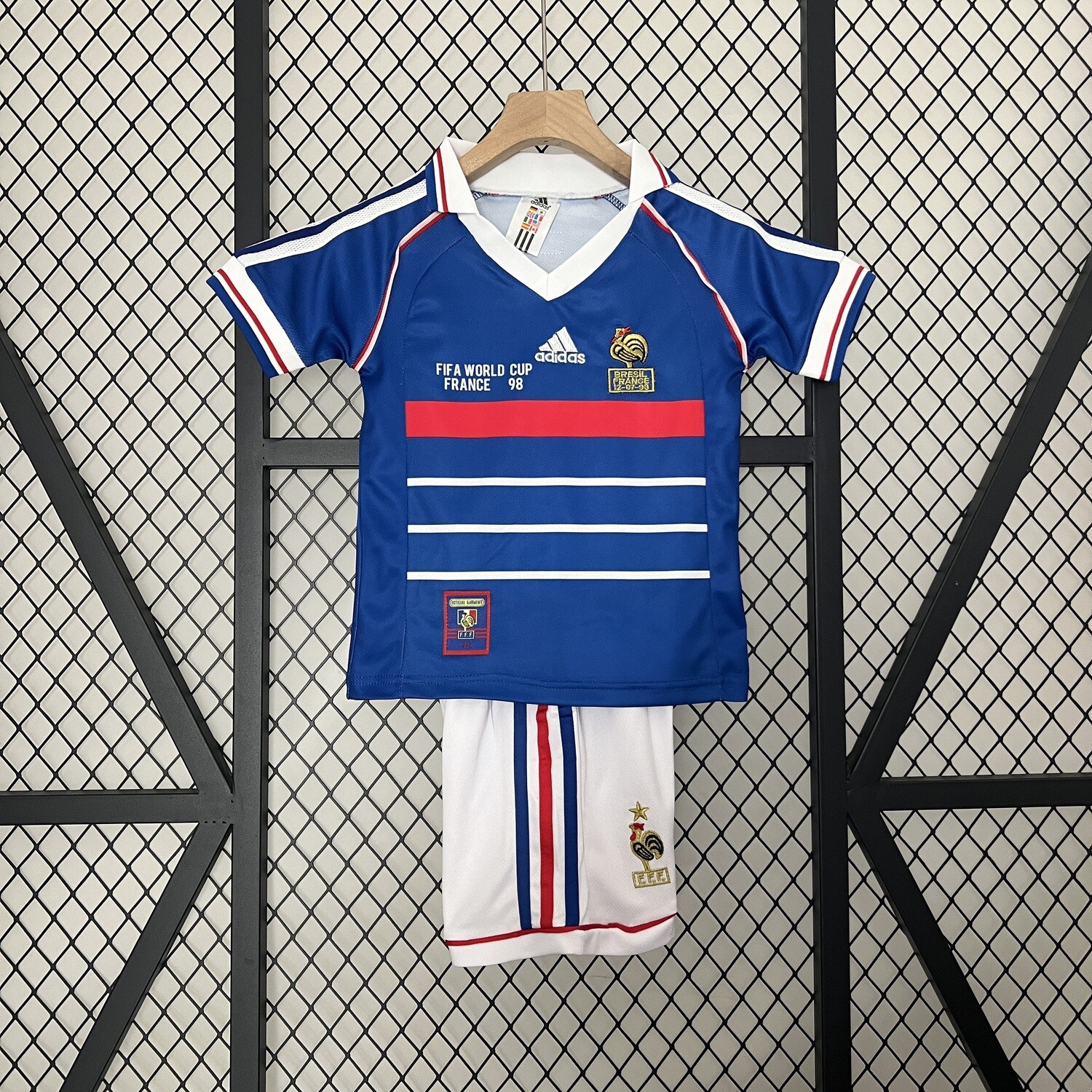 France 1998 Home Kid&#39;s Jersey &amp; Shorts - Retro