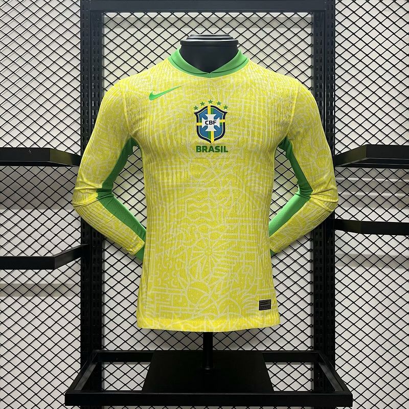 Brazil 2024 Home Long Sleeve Men&#39;s Jersey- Player Issue