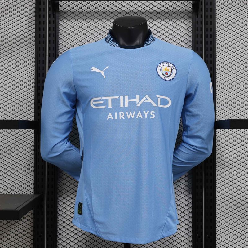 Manchester City 24/25 Home Long Sleeve Men&#39;s Jersey- Player Issue