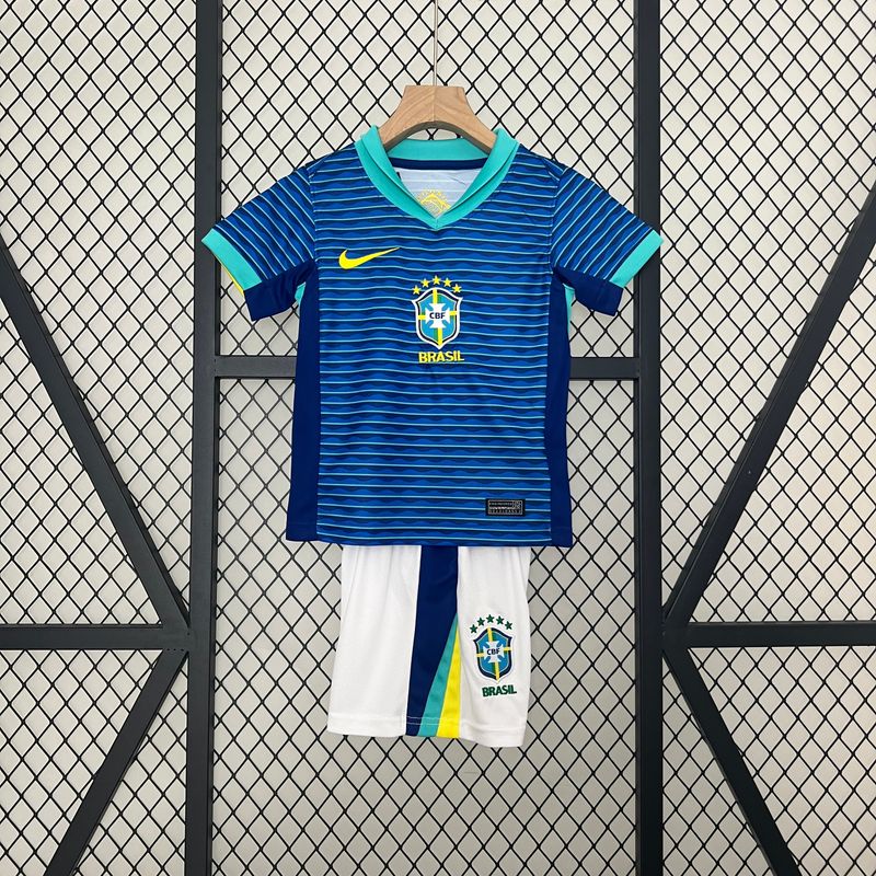Brazil 2024 Away Kid&#39;s Jersey &amp; Shorts