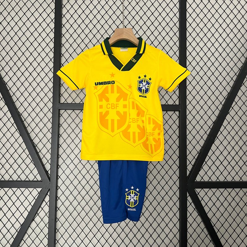 Brazil 1994 Home Kid&#39;s Jersey &amp; Shorts - Retro
