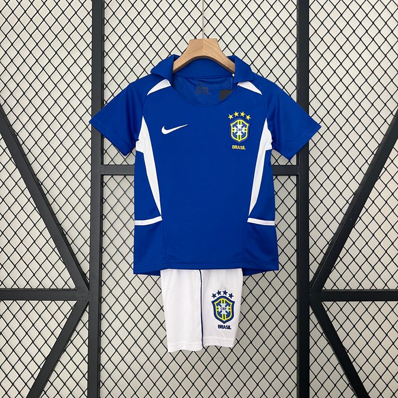 Brazil 2002 Away Kid&#39;s Jersey &amp; Shorts - Retro