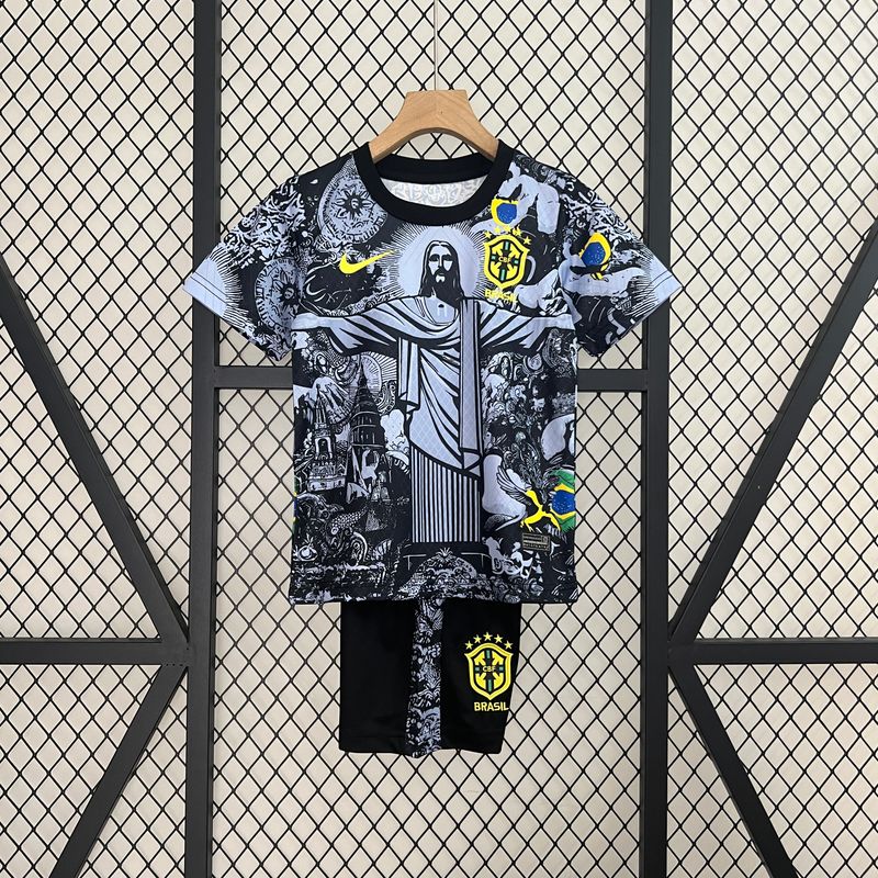 Brazil Special Edition &quot;Jesus&quot; Kid&#39;s Jersey &amp; Shorts - Retro