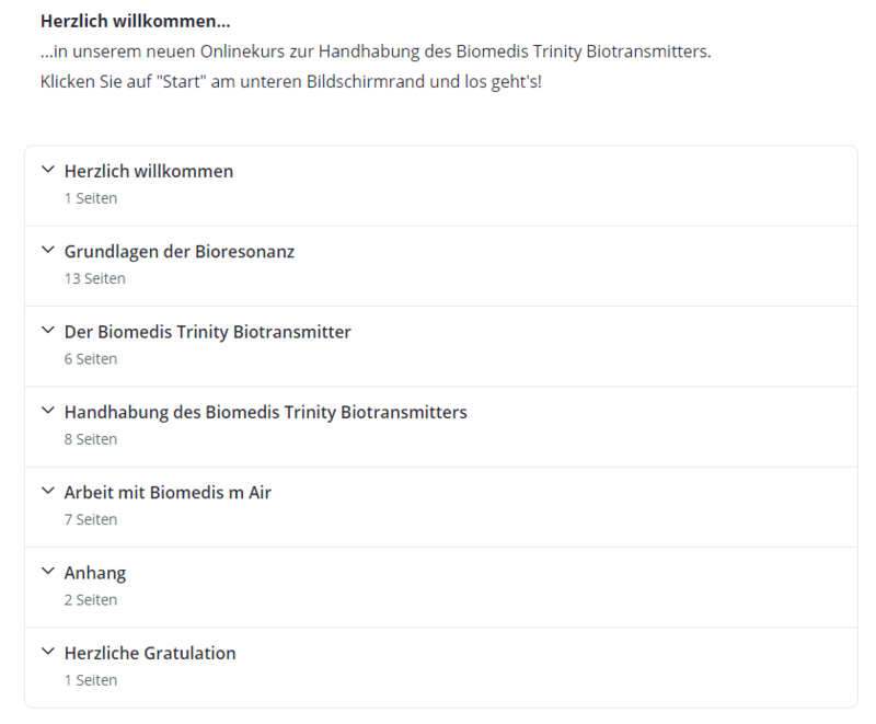 Onlinekurs &quot;Handhabung des Biomedis Trinity Biotransmitters&quot; inkl. ausführlichem Handbuch