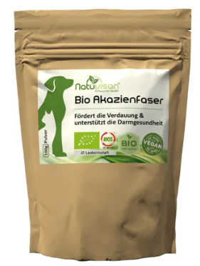 Bio Akazienfaser Pulver mit 90% löslichen Ballaststoffen für Hund und Katze 100g