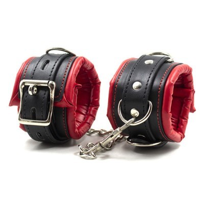 PU Leather Ankle Cuffs with Shackle Restraints