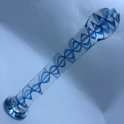 Beautiful Blue Swirl Crystal Pyrex Glass Massager | ​moodTime