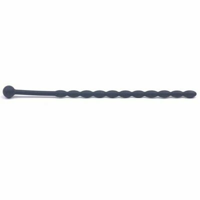6'' Black Silicone Beaded Penis Sound