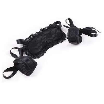 2Pcs Boutique Room Fun - Lace Wrist Cuffs &amp; Blindfold