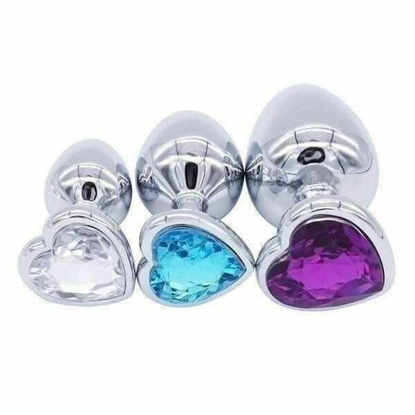 Stainless Steel Heart Shape Butt Plug With Jewel Anal Plug