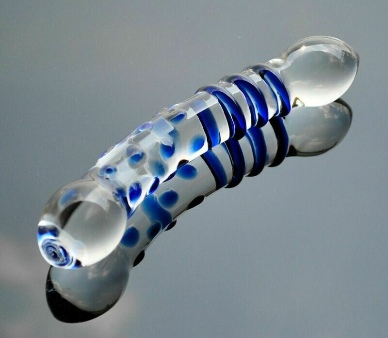 Beautiful Crystal Pyrex Glass Massager -  Swirls and Dots