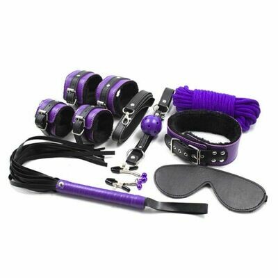 ( 9 Pcs Set ) Soft Velvet Purple Pleasure Sex Set