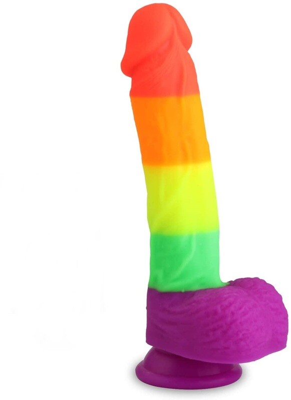 Realistic Penis Shaped Rainbow Suction Cup Dildo