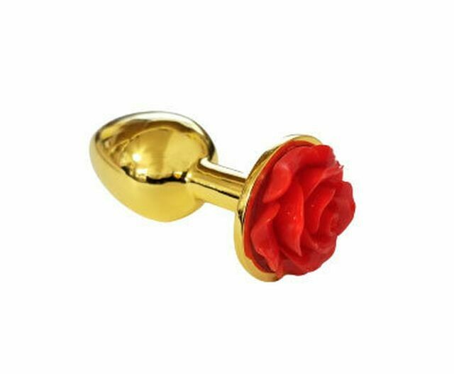 Gold Steel Rose Shape Butt Plug Anal Plug