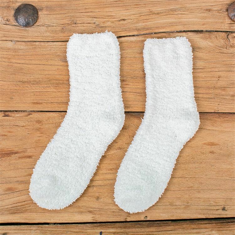 Fluffy Soft Microfiber Sleeping Socks, Colour: White