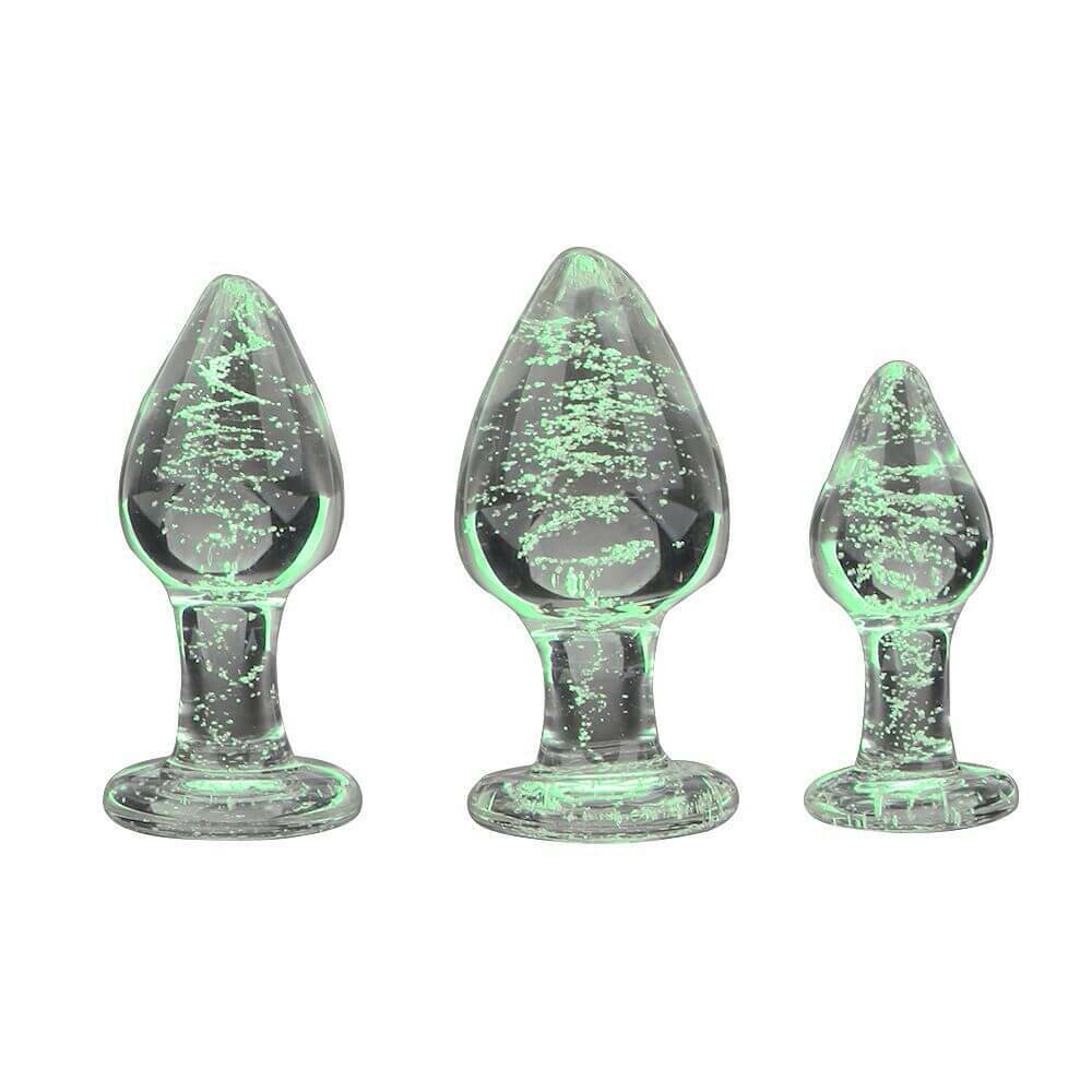 Glow In The Dark Glass Butt Plug Anal Sex Toy