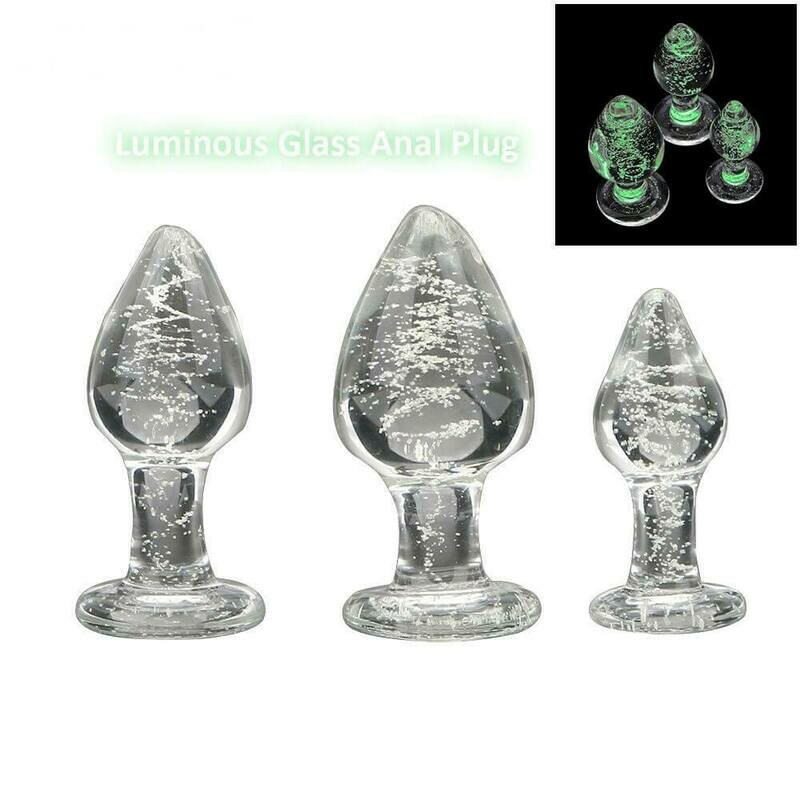 Glow In The Dark Glass Butt Plug Anal Sex Toy