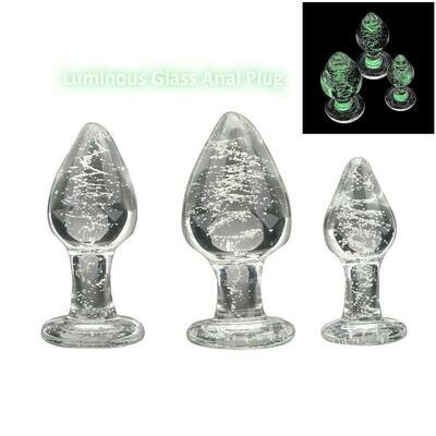 Glow In The Dark Glass Butt Plug Anal Sex Toy