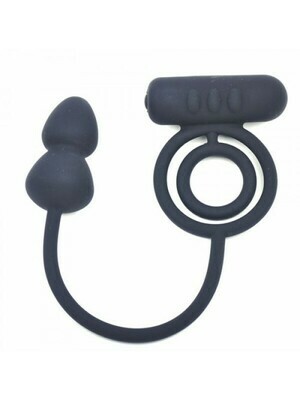 Double Cock Rings Vibrator With Anal Beads | moodTime
