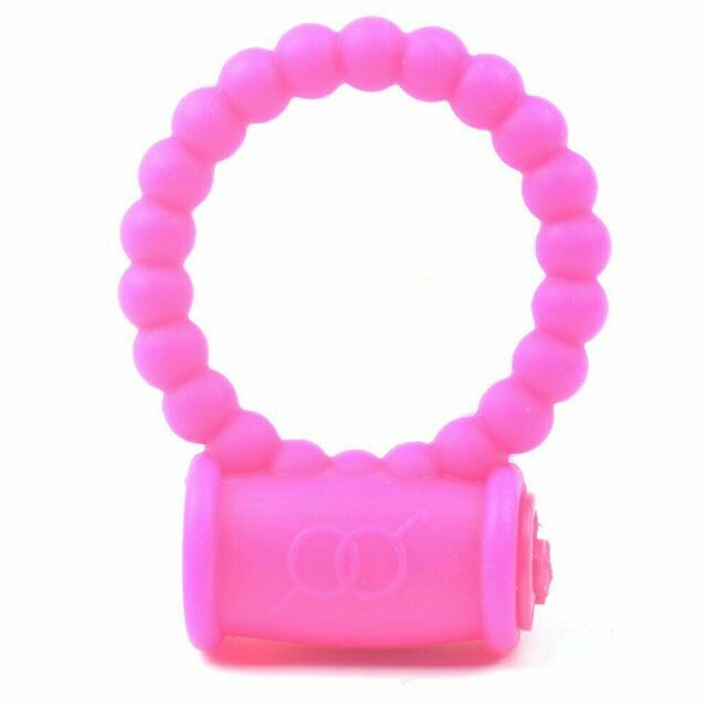 Beaded Silicone Vibrating Cock Ring with on/off switch