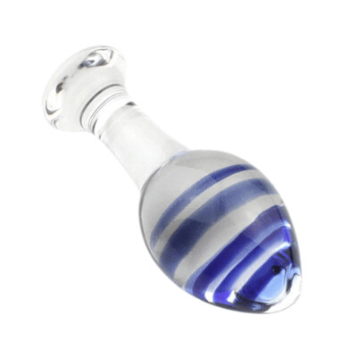 Blue Swirl Crystal Glass Butt Plug  | moodTime