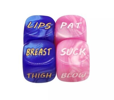 Pink and Blue Lovers Sex Dice (Pair)