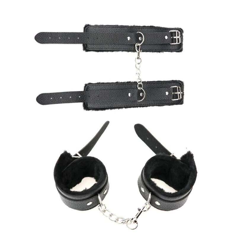 Quality Furry Handcuffs BDSM Bondage, Colour: Black