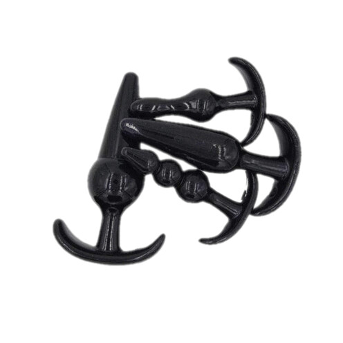 Anal Butt Plug Set - 4pcs, Colour: Black