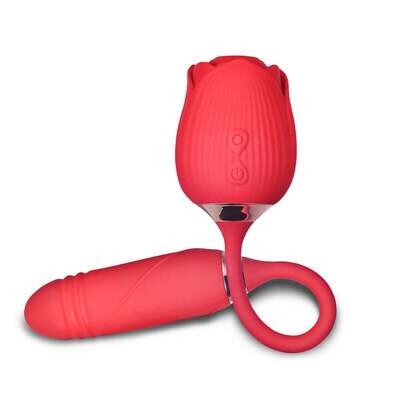Silicone Clitoral Sucking Rose with Thrusting Vibrator Egg | moodTime