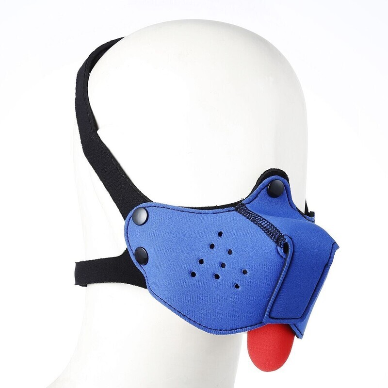 Panting Pup Neoprene Face Mask - Slave Headgear, Colour: Blue