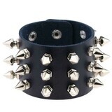 Unisex Gothic BDSM Spikes Punk Bracelet, Colour: Black