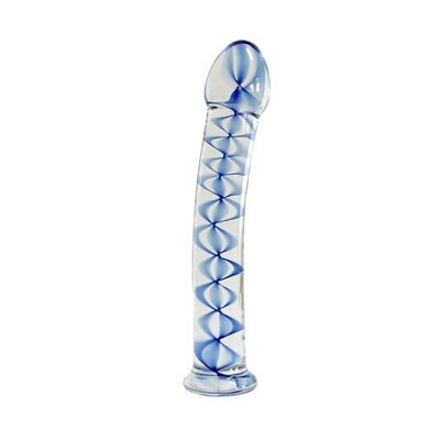 Beautiful Blue Swirl Crystal Pyrex Glass Massager