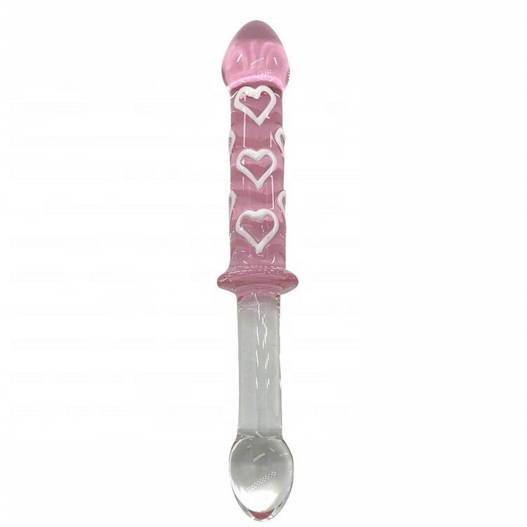 Beautiful Crystal Pyrex Glass Massager Pink Love Hearts