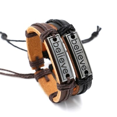 Unisex Believe Leather Bracelet