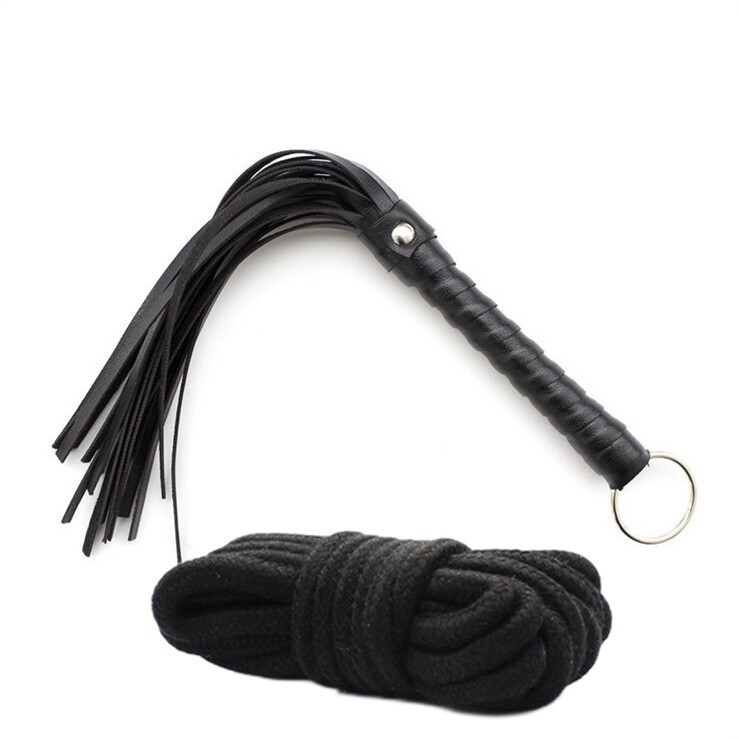 ​Fetish Flogger and Cotton Bondage Rope Starter Set, Colour: Black