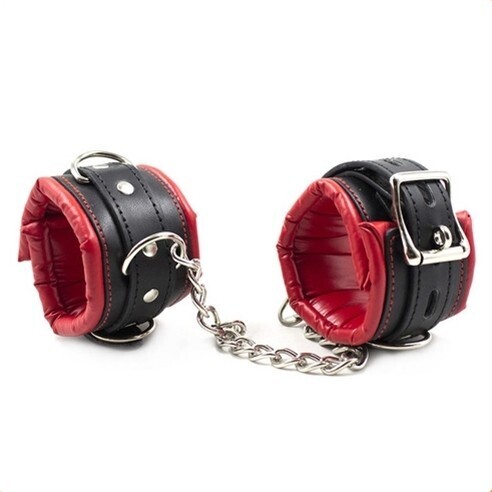 PU Leather Handcuffs with Shackle Restraints