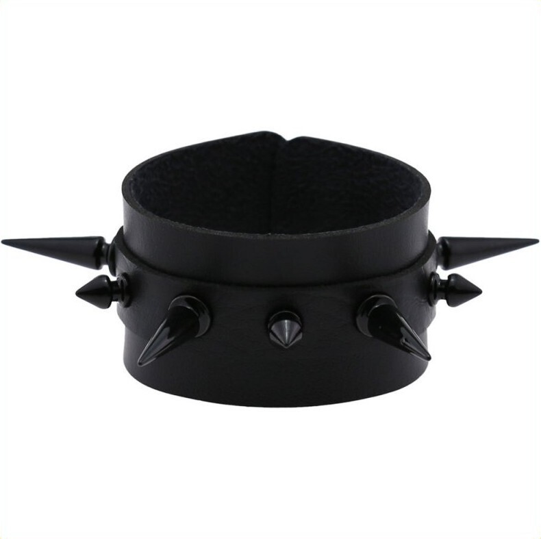 Gothic BDSM Long Spikes Unisex Bracelet, Colour: Black