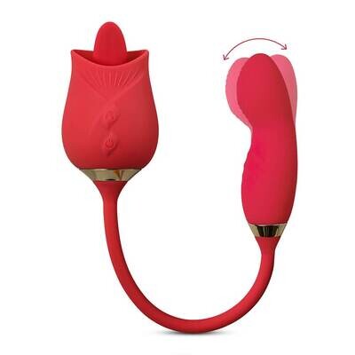 Silicone Rose Clitoral Licking Wiggling Finger Vibrator