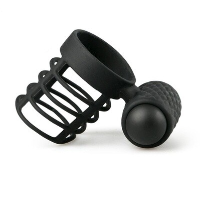 Black Silicone Cage Vibrating Penis Ring