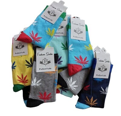 Funky Cannabis Socks for Men Or Women, Colour: Black