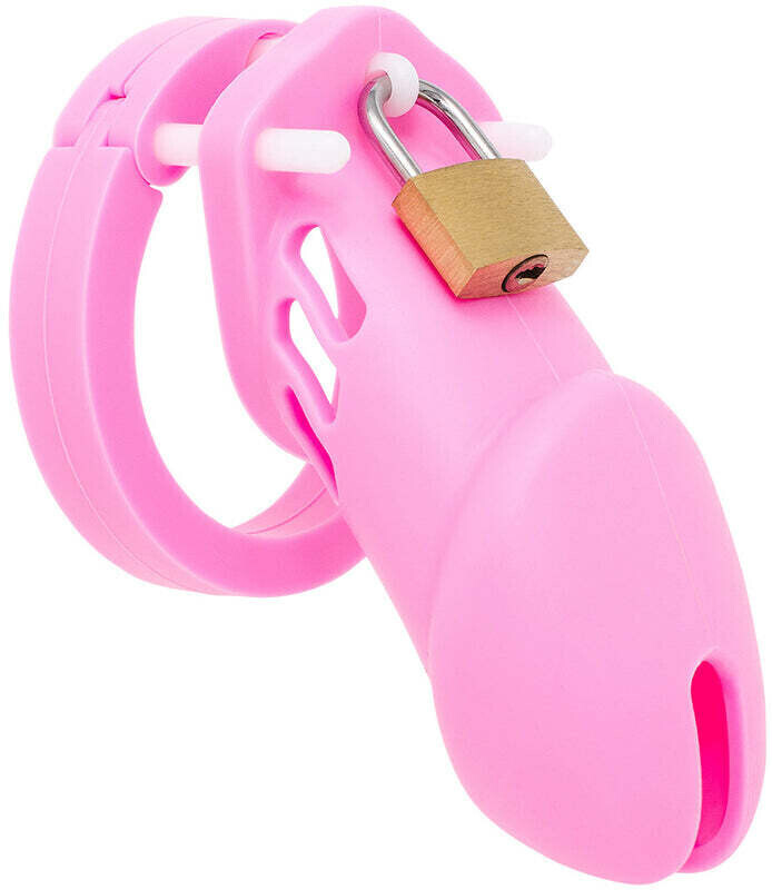 Silicone Male Chastity Penis Cock Cage, Colour: Pink