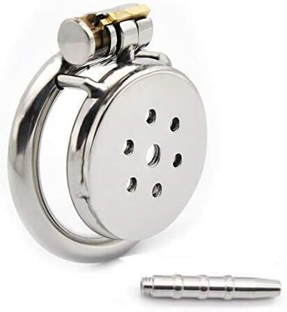 Flat Button Chastity Cage Stainless Catheter, Size: 50mm