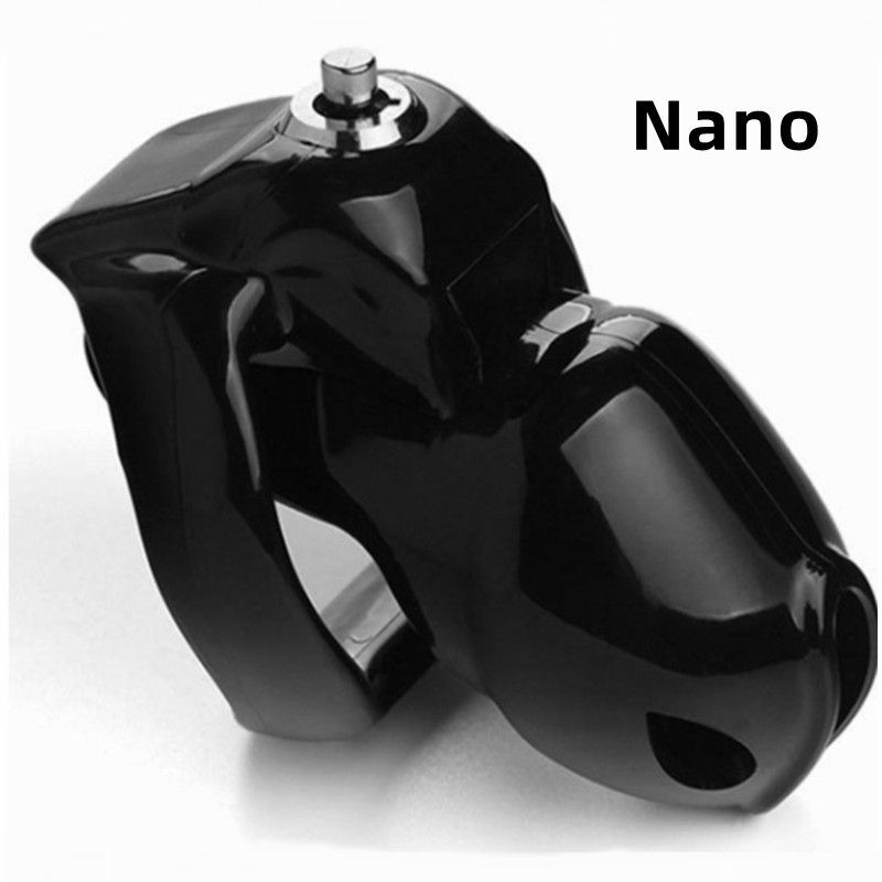 Black Chastity Cage Built In Lock HT-V5, Size: Nano, 40mm ring