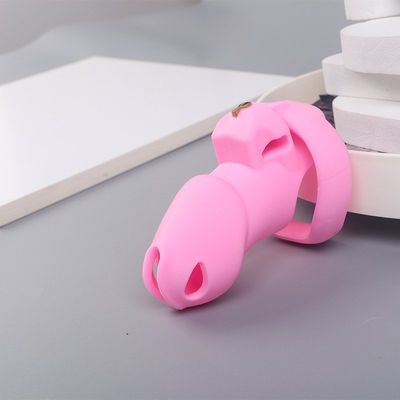 Hidden Lock Silicone Chastity Cage, Colour: Pink